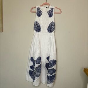 Tanya Taylor White & Blue Eyelet Dress